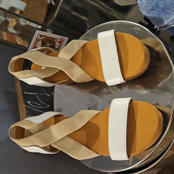 Yellow Box Cork Canvas Slip-on Wedges - Picture 1 of 8